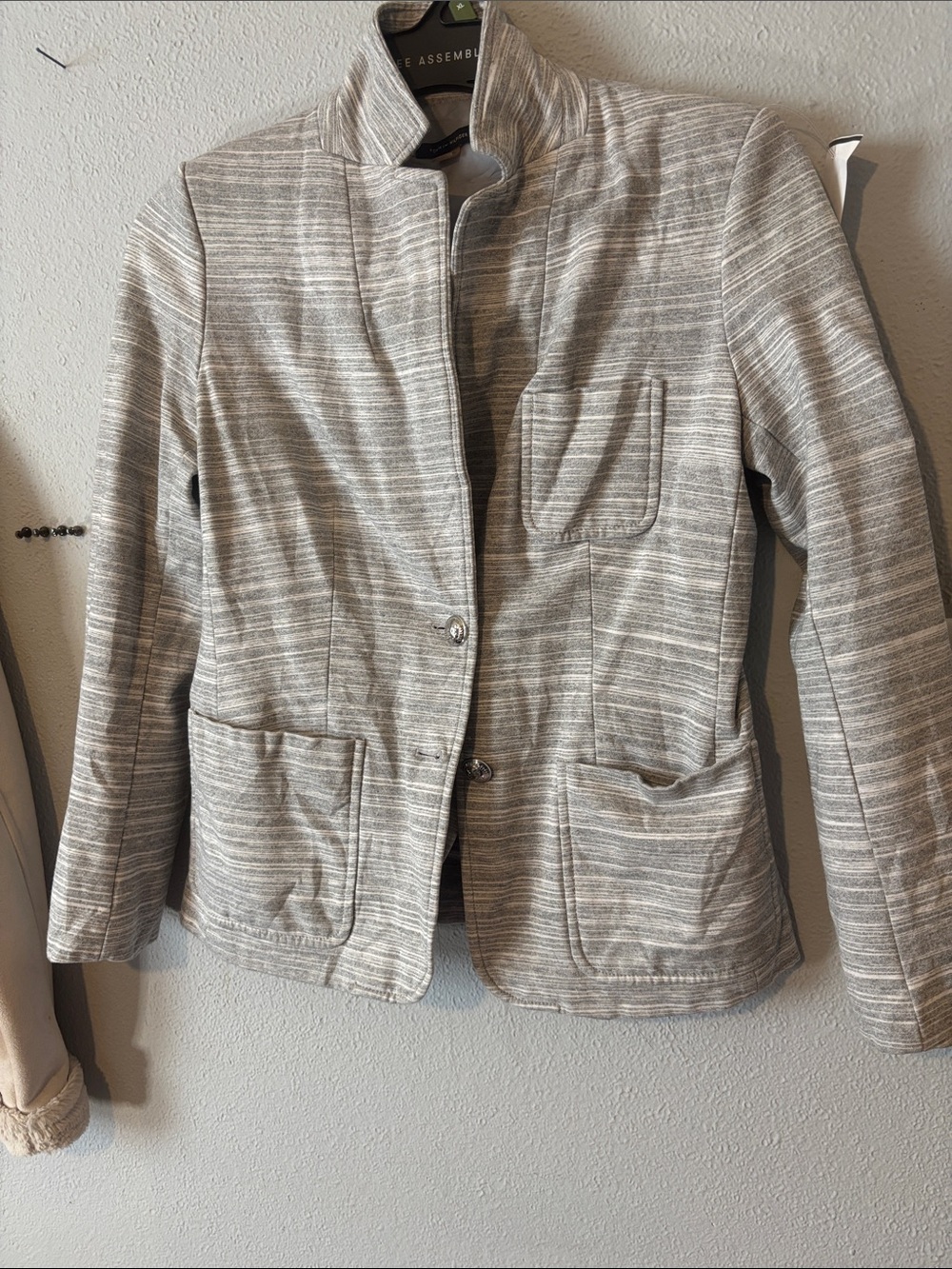 Tommy Hilfiger Gray Striped Knit Blazer